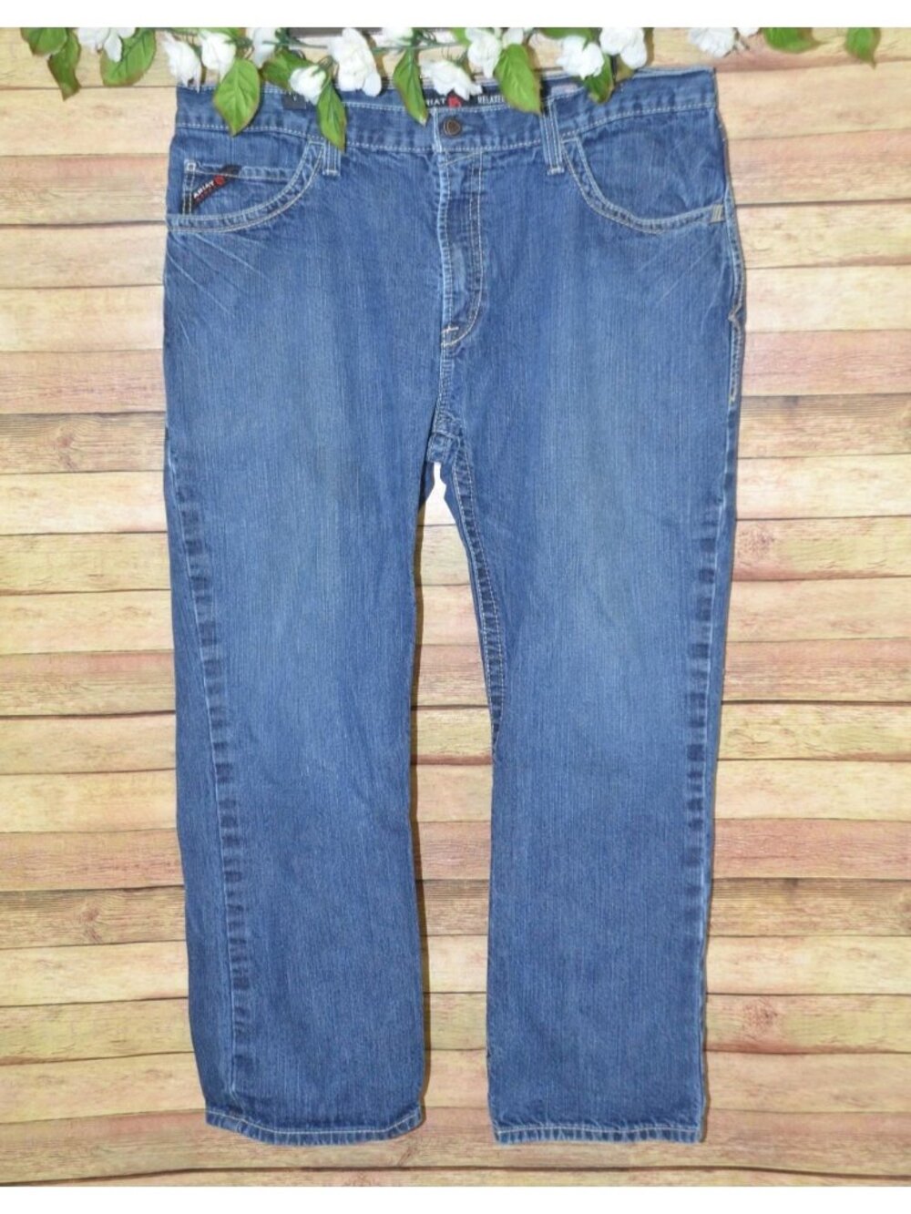 Ariat Work Men's 40x30 Cat 2 Denim Flame Resistant Relaxed Bootcut Western Jeans